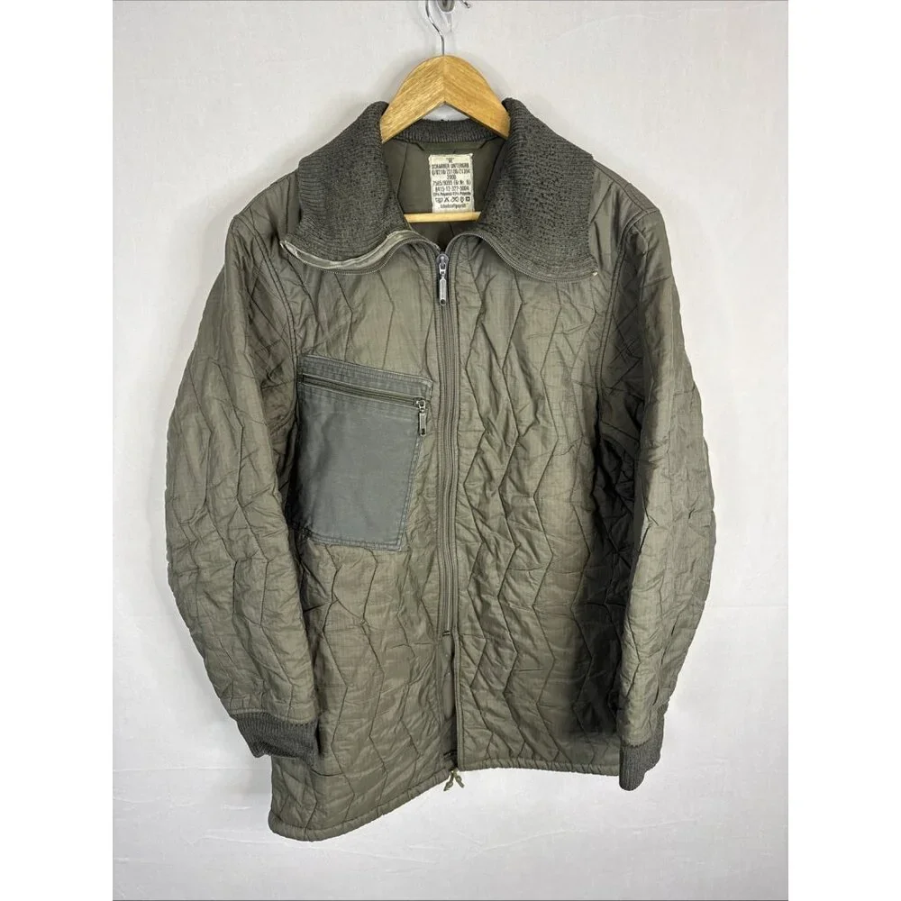 German Army Quilted Liner‎ Jacket Olive Rib Collar Military Men (M/L) Size 6